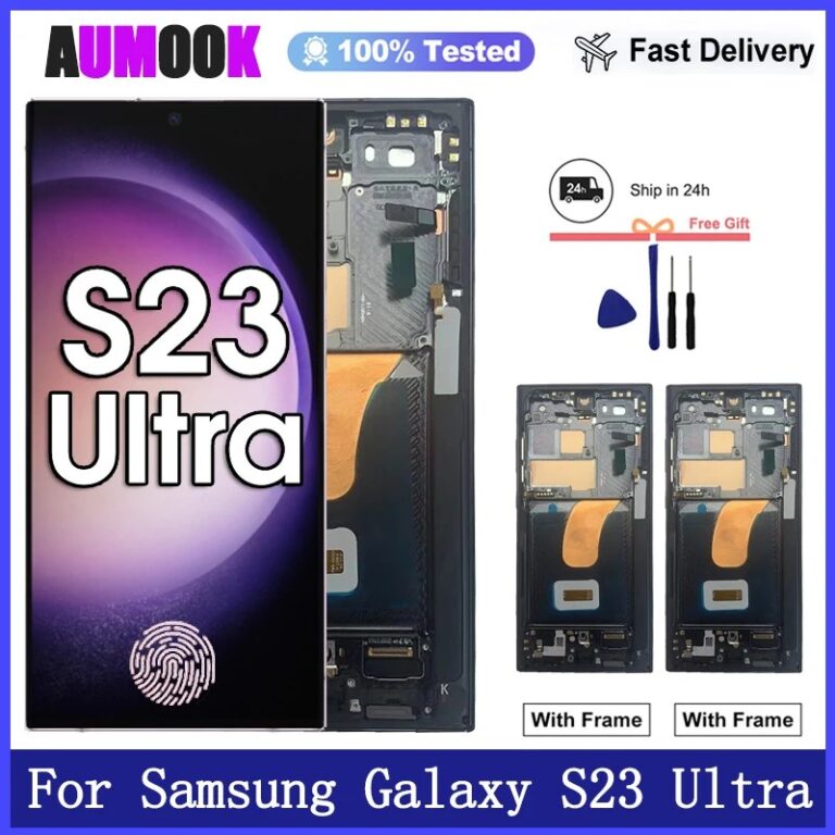 Display LCD Super AMOLED da 6,8 Pollici per Samsung Galaxy S23 Ultra S918, Schermo Touch con Digitalizzatore, Supporto per Impronte Digitali e S-Pen