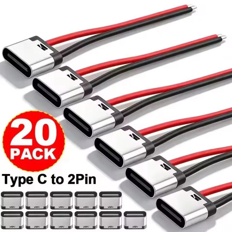 5-20PCS Cavo di prolunga USB-C impermeabile con connettore a 2 pin per saldatura, cavo di alimentazione per scheda plug-in, connettore USB-C per ricarica rapida
