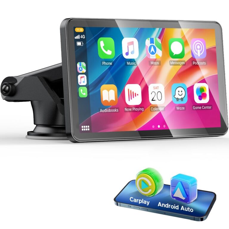 LAMTTO Schermo per Auto Portatile con 7" Wireless CarPlay & Android Auto | Autoradio Portatile con Navigazione, Bluetooth Musica, Mirror Link Airplay, Touch Screen, Assistente Voc…
