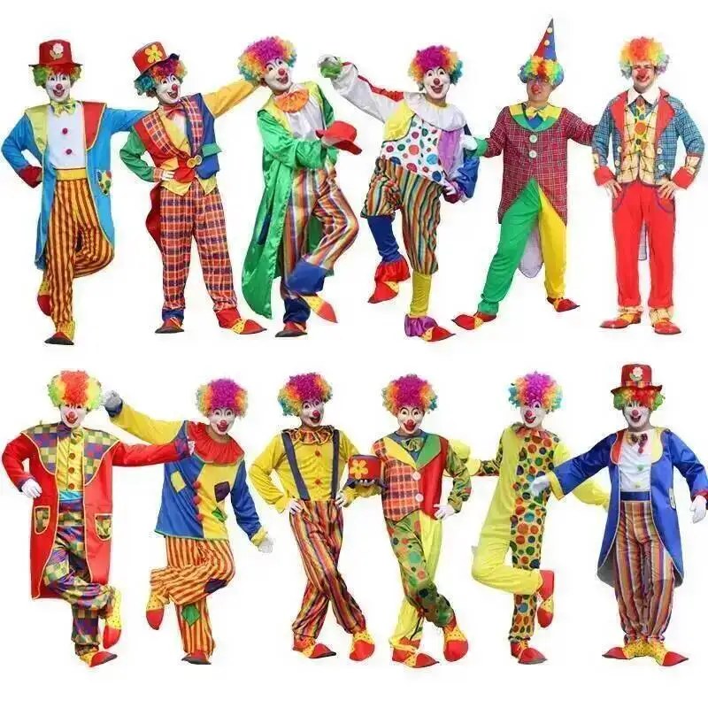 Costumi da Clown Divertenti per Adulti, Tuta da Joker per Uomo, Abiti da Mago per Spettacoli, Costumi di Halloween, Solo Vestiti Senza Accessori
