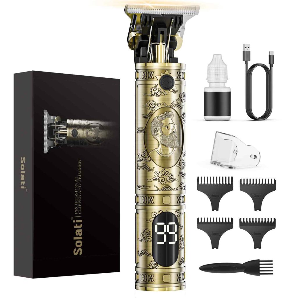 Tagliacapelli Uomo, LED Rasoio Elettrico Barba Macchinetta per Capelli Portatile Tagliacapelli Uomo Professionale Trimmer Regolabarba Regola Barba Elettrico Trimmer Capelli Con 3…