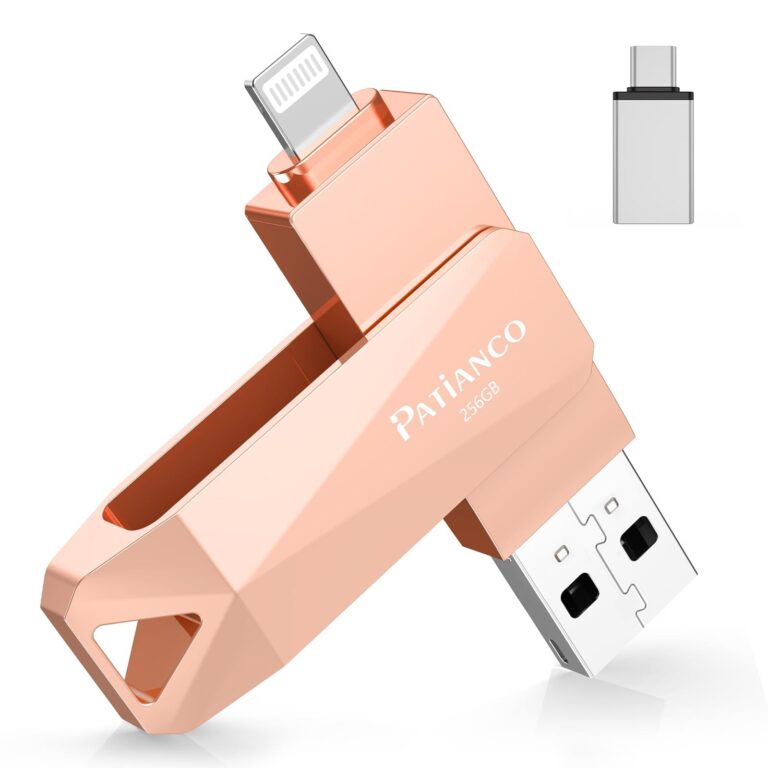 Chiavetta USB per iPhone, [MFi Certified] Patianco Pendrive per Lightning 256GB USB 3.0 Chiave USB C Memoria Stick 3 in 1 Backup Rapido con un Clic per OTG Android/Mac/PC/TypeC-iP…