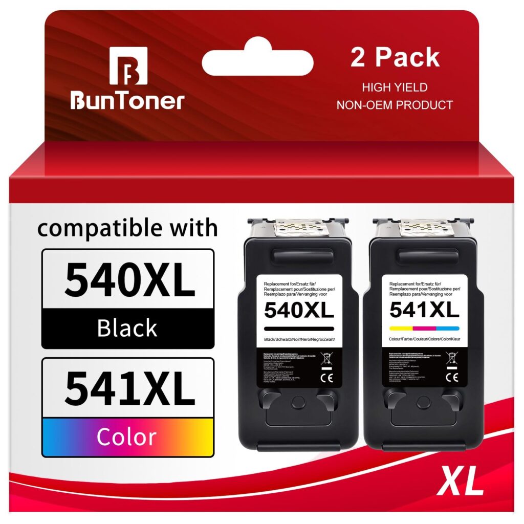 BunToner 540XL 541XL Multipack di ricambio per Canon 540 541 PG-540 CL541 per Canon Pixma TS5150 MG3600 MG3650S MG3650 MG4250 MX475 TS5100 MG31500 MG4200 (2-Pack)