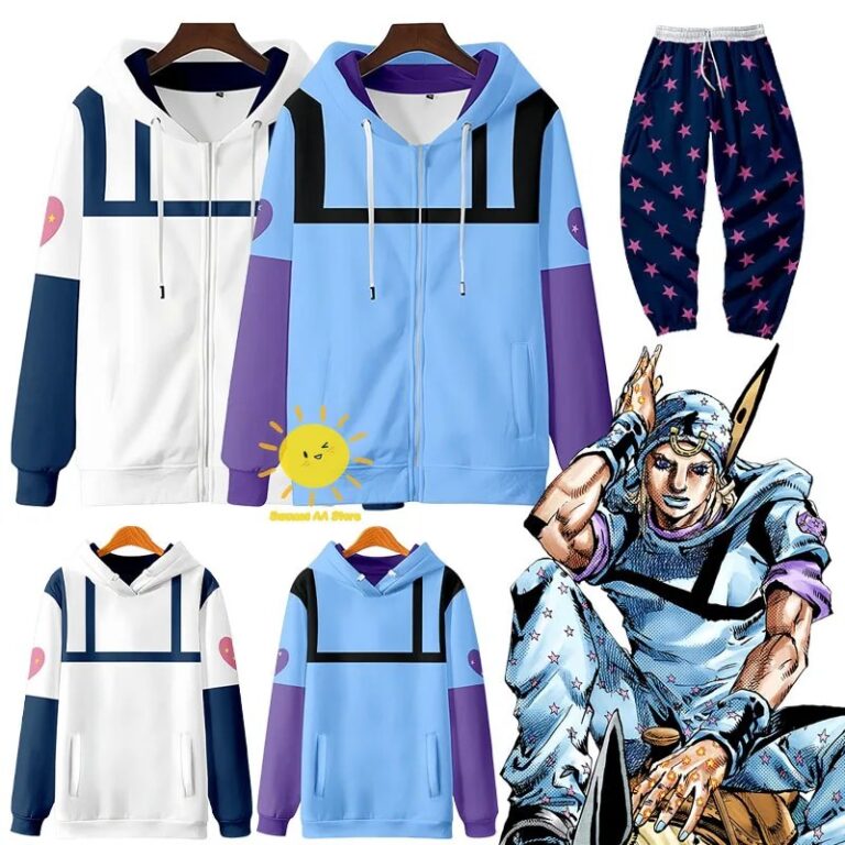 Costume Cosplay Johnny Joestar di Steel Ball Run, Felpa e Pantaloni, Completo Jonathan Joestar per Halloween e Carnevale, Unisex per Adulti
