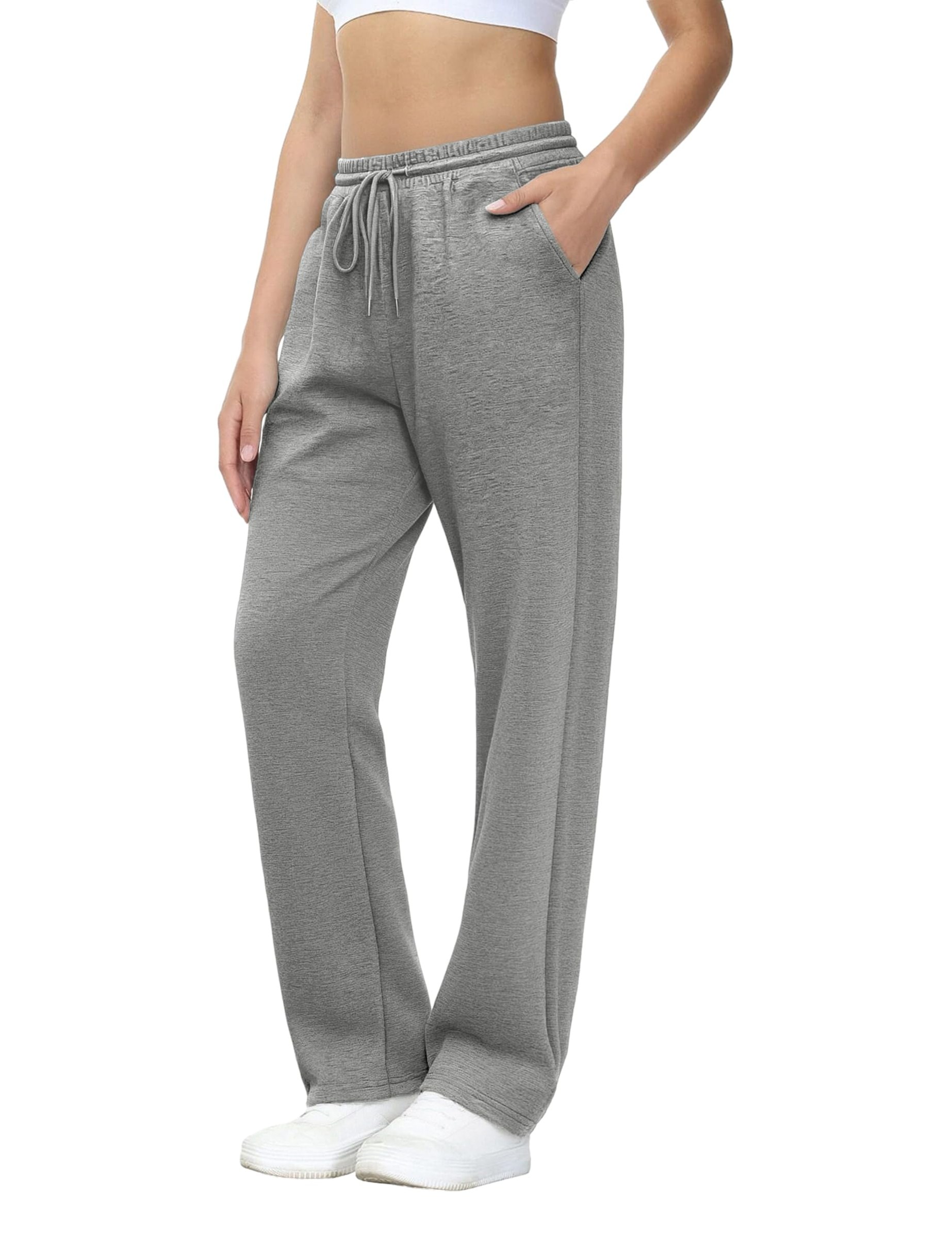Aseniza Pantaloni Tuta Donna Gamba Larga Pantalone con Tasche e Coulisse Regolabile Larghi Pantaloni Casual per Jogging Fitness Sport Yoga