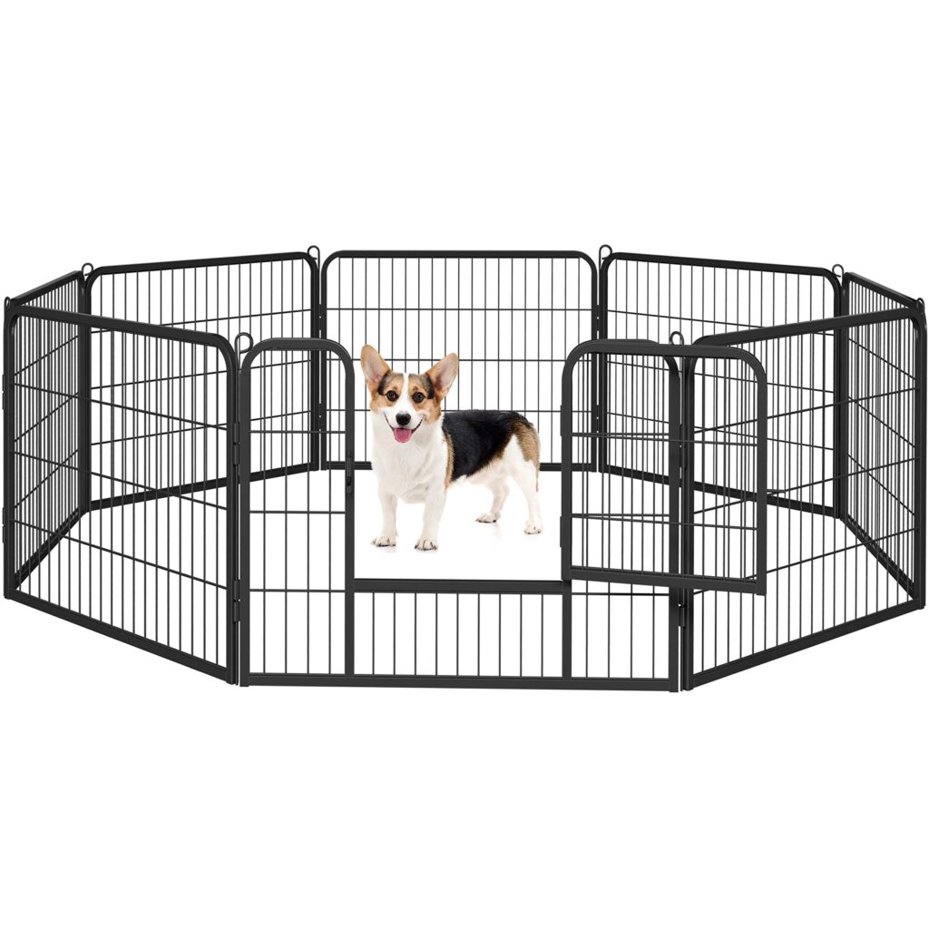 Yaheetech Recinto per Cani Grande da Interno Esterno 8 pz 80 x 60 cm | Recinzione in Rete Metallica, Cuccioli Gatti Conigli Animali Domestici, Interno Esterno Giardino Casa, Salva…