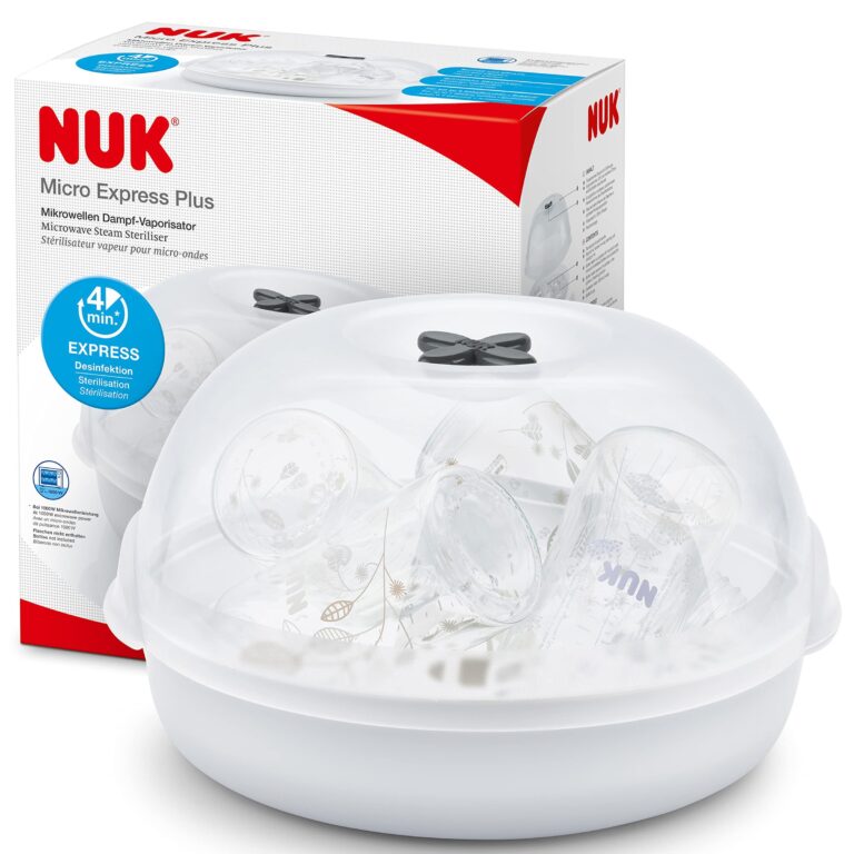 NUK Micro Express Plus sterilizzatore biberon per microonde | Sterilizza fino a 4 biberon e accessori in 4 minuti | Compatibile con gran parte dei microonde | Pinze per rimozione…