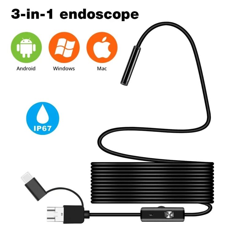Endoscopio USB 3 in 1 per telefono Android OTG Ispezione periscopio da 7 mm per PC MacBook Snake Camera per pipeline
