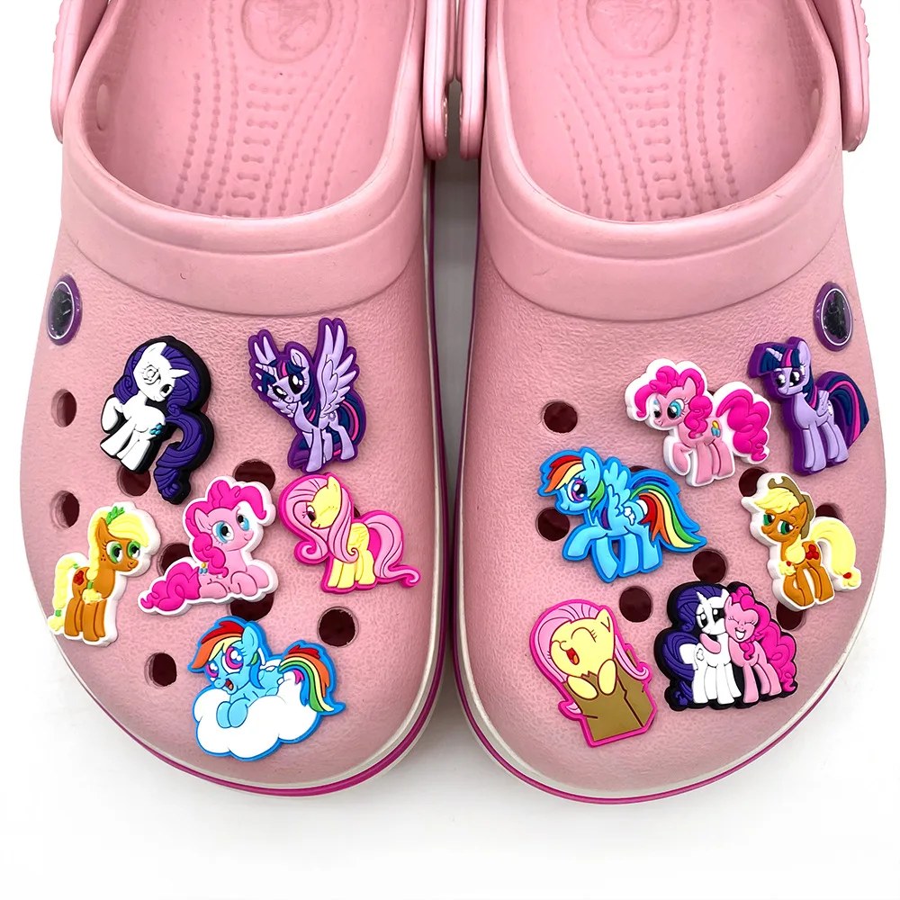 12 Pezzi Charm per Scarpe My Little Pony in PVC, Decorazioni Fai-da-Te per Scarpe, Braccialetti, Cinturini, Accessori per Sandali, Regali per Bambini