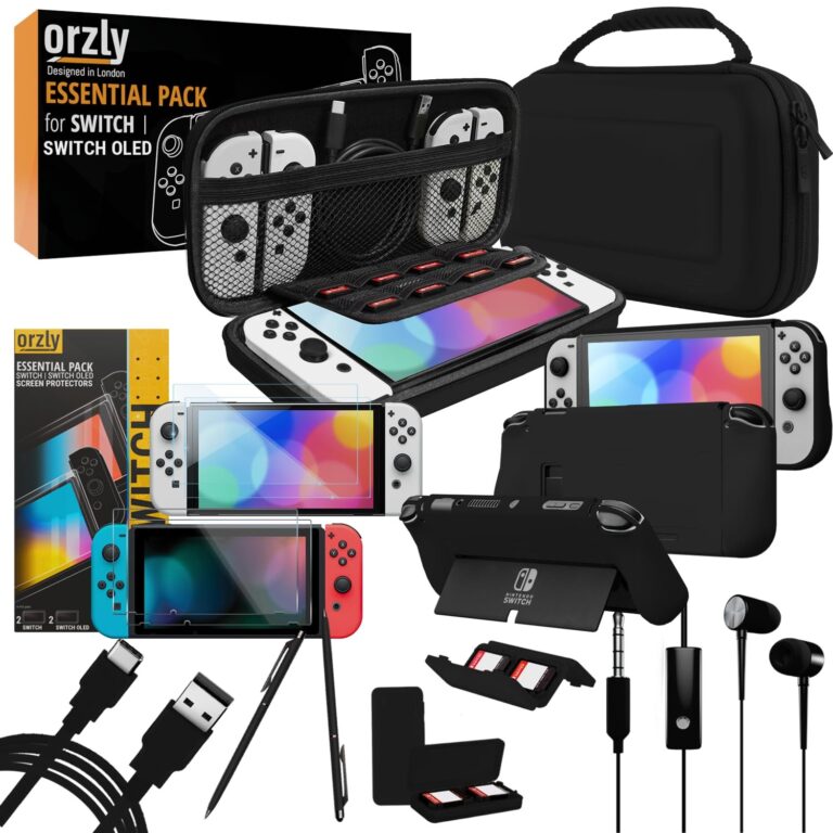 Orzly Accessori per Switch 2 – Custodia e Pellicola Protettiva per Nintendo Switch 2 (2025), Cavo di Ricarica, Porta Giochi, Custodia con Impugnatura Comfort, Cuffie e Altro – Edi…