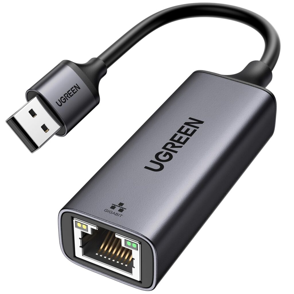 UGREEN Adattatore Ethernet USB 3.0 Gigabit 1000 Mbps Alluminio LAN (Nero) | Compatibile con Switch Windows Mac OS Linux Mi Box