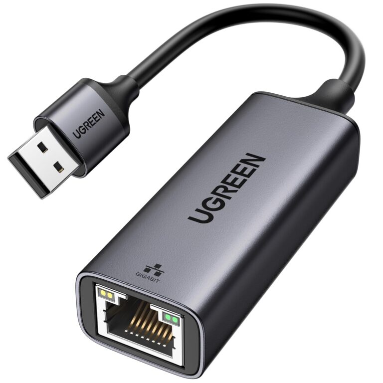 UGREEN Adattatore Ethernet USB 3.0 Gigabit 1000 Mbps Alluminio LAN (Nero) | Compatibile con Switch Windows Mac OS Linux Mi Box