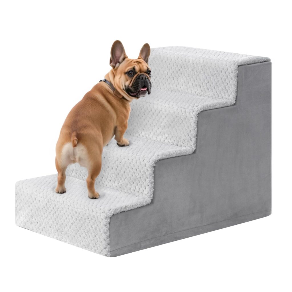 KSIIA Scala Per Cani Di Piccola Taglia, Alta 44 cm, Ramp Per Letto Divano | Scaletta per Cani Con Rivestimento Lavabile Rimovibile,Scala Per Animali Domestici Antiscivolo Per Gatt…