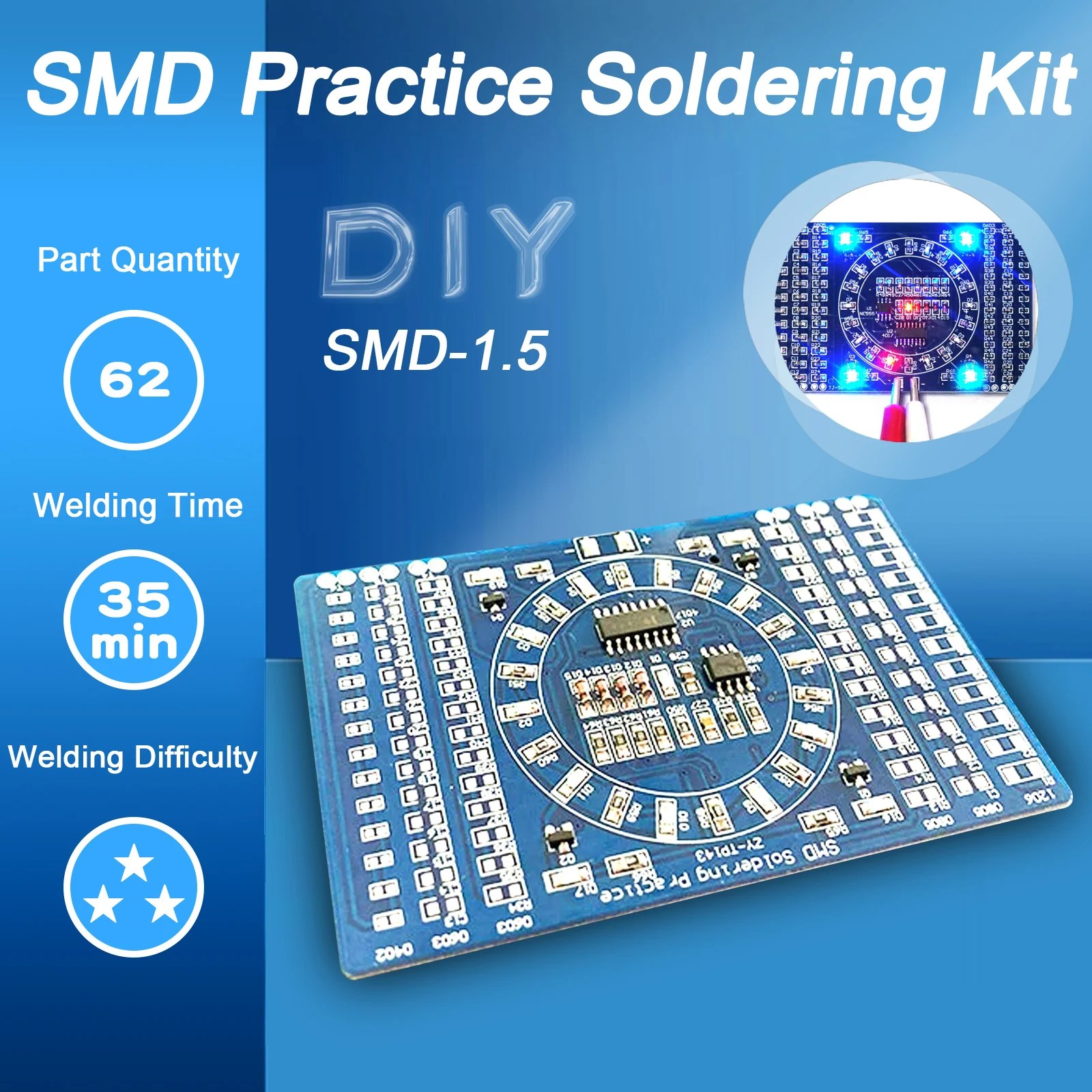 Pratiche di saldatura Circuiti SMD Elettronica LED Componenti SMT Kit PCB fai-da-te Strumenti di progetto Kit di saldatura di base