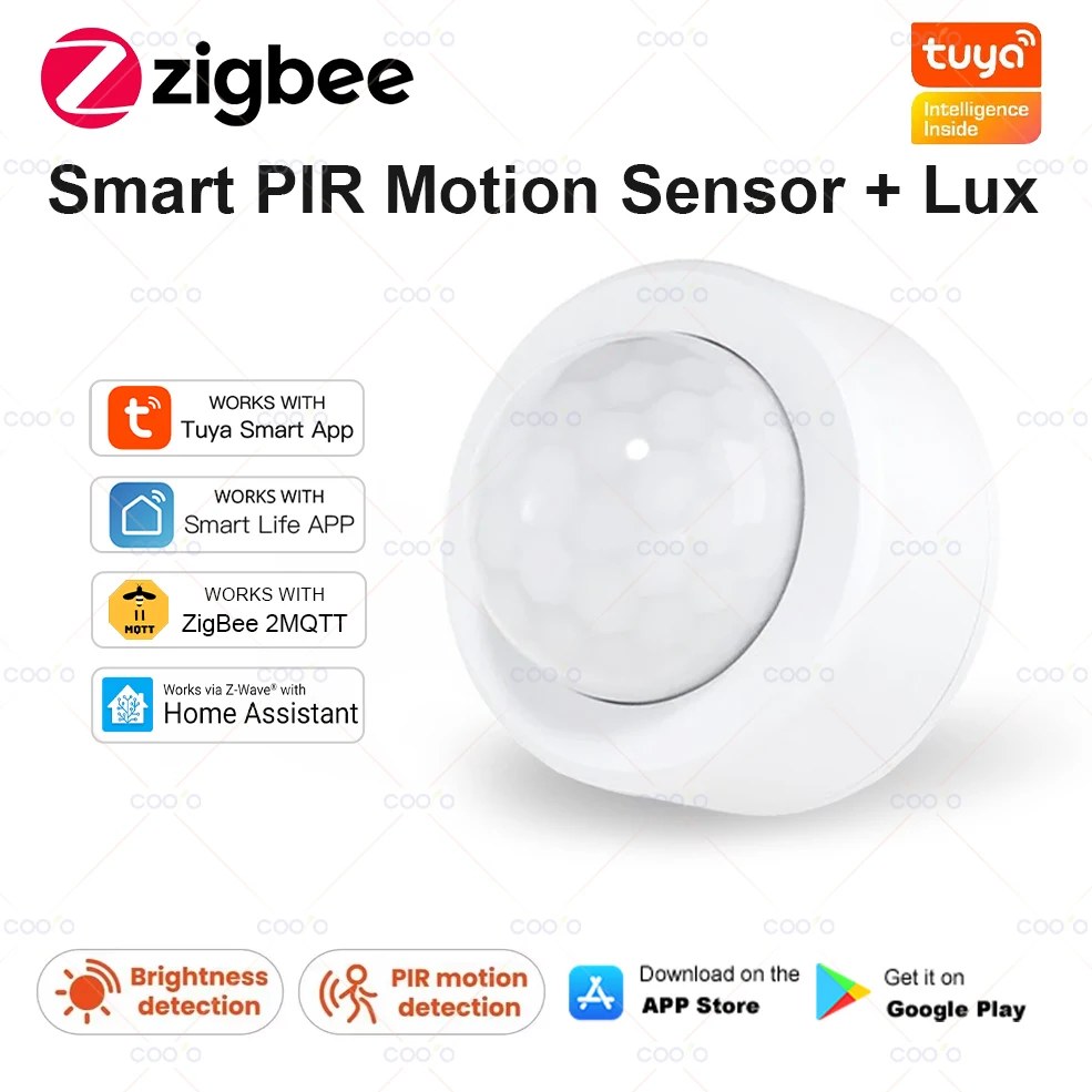 Tuya 2 in 1 Zigbee Mini rilevatore di movimento PIR + luce Lux luminosa sensore di allarme antifurto di sicurezza a infrarossi passivi app telecomando
