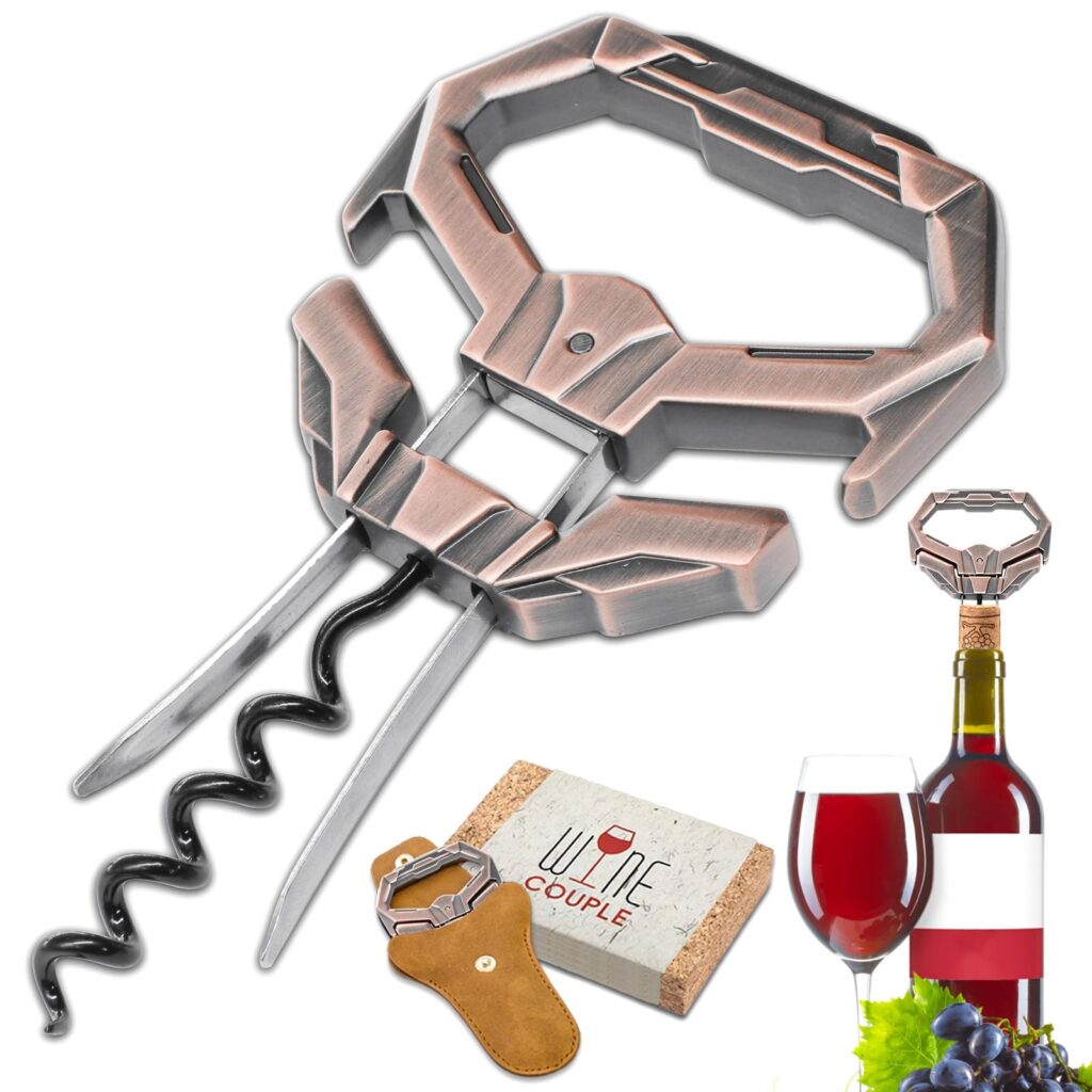 LUCYLANKER Ah So Apribottiglie per Vino, Cavatappi per Vino Antico con Custodia Portatile in Pelle, Estrattore di Sughero a Due Punte con Apribottiglie per Intenditori di Vino da…