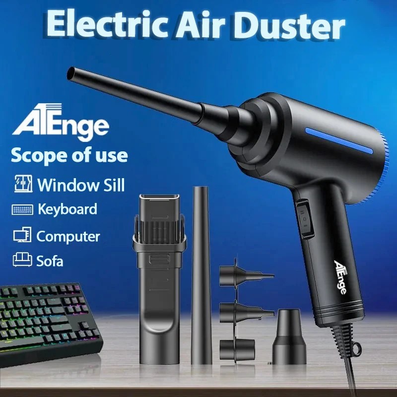 Spolverino elettrico da 500 W, ventilatore dell'aria sostituisce lo spruzzo d'aria in scatola per la pulizia della tastiera del computer PC Spolverino per bombole d'aria compressa