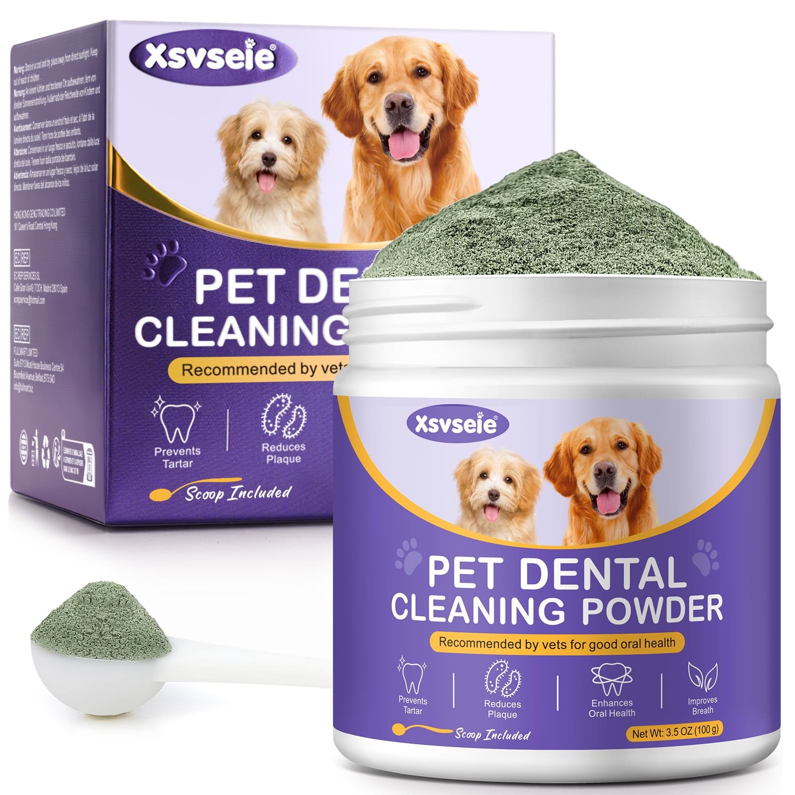 Pulizia Denti Powder-100 g di polvere per cani e gatti, rimozione del tartaro e della placca, per la pulizia dei denti degli animali domestici, deodorante per l'alito e prodotti d…