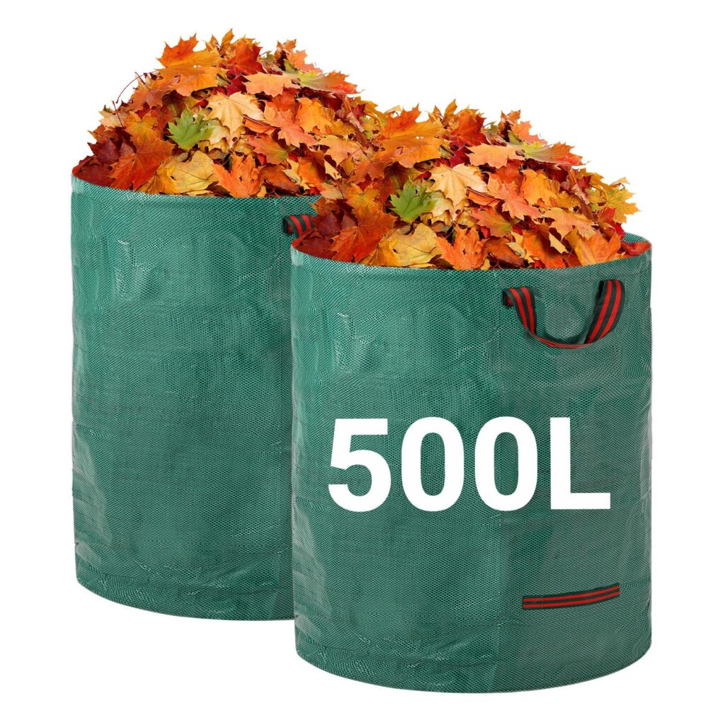 Velway 500 L x 2 Sacchi per Rifiuti da Giardino Riutilizzabili con Maniglie | Sacchi da Giardino Riutilizzabili in Tessuto Industriale per Foglie Rifiuti e Detriti Robusti e Antis…