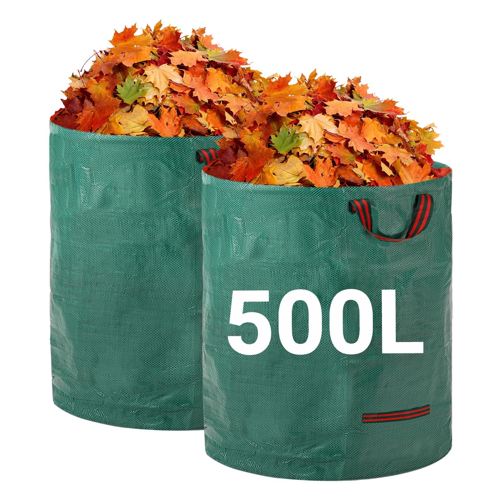 Velway 500 L x 2 Sacchi per Rifiuti da Giardino Riutilizzabili con Maniglie | Sacchi da Giardino Riutilizzabili in Tessuto Industriale per Foglie Rifiuti e Detriti Robusti e Antis…