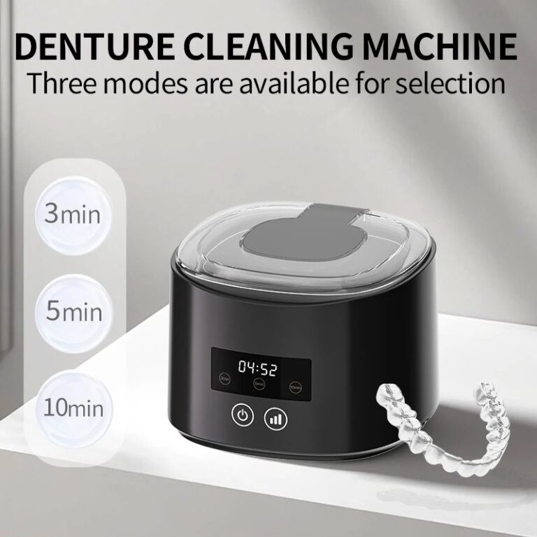 Pulitore a Ultrasuoni per Protesi, Apparecchi Ortodontici, Gioielli - Dispositivo Dentale Portatile USB 45kHz con UV, Custodia da Viaggio, Regalo per Uomini e Donne