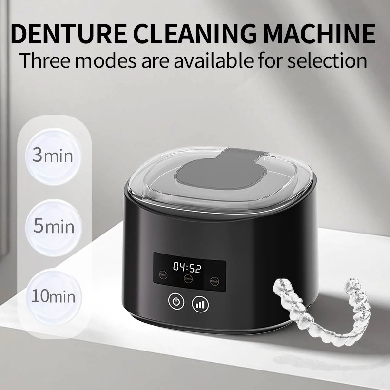 Pulitore a Ultrasuoni per Protesi, Apparecchi Ortodontici, Gioielli - Dispositivo Dentale Portatile USB 45kHz con UV, Custodia da Viaggio, Regalo per Uomini e Donne