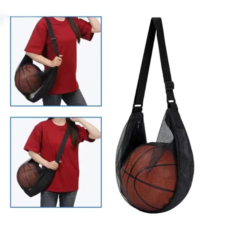 1 Pezzo Borsa Singola per Pallone con Tasca con Cerniera, Rete Porta Palloni, Borsa Sportiva con Coulisse, Rete di Trasporto per Palloni da Basket