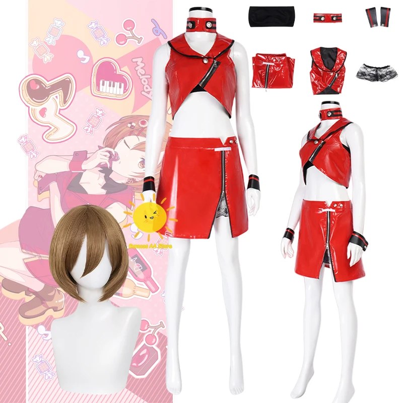 Anime MEIKO Costumi Cosplay Progetto Sekai Colorato Stage Cosplay Abiti in pelle verniciata Gonna MEIKO Carnevale di Halloween Cos Donne