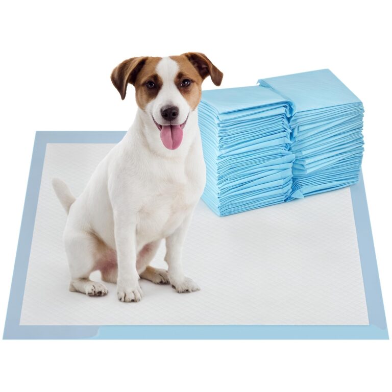 PawHut Set 100 Tappetini Assorbenti Cani a 6 Strati 45x60 cm Blu e Bianco | Tappetini Igienici per Cani, Tessuto non Tessuto, Carta e PE