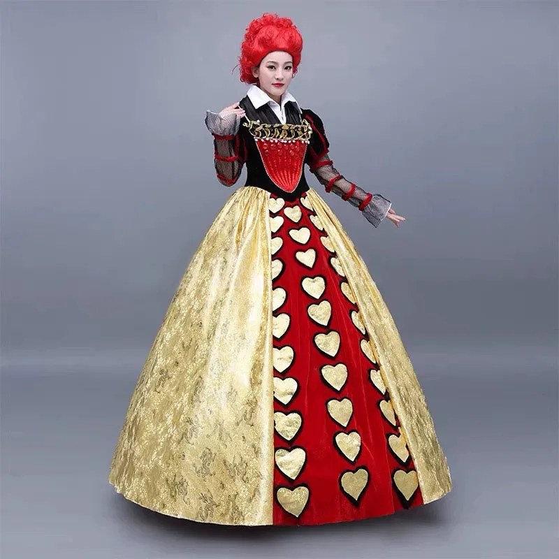 Costume personalizzato di alta qualità di Alice nel Paese delle Meraviglie, il costume della Regina Rossa, per donne adulte, costume cosplay di Halloween