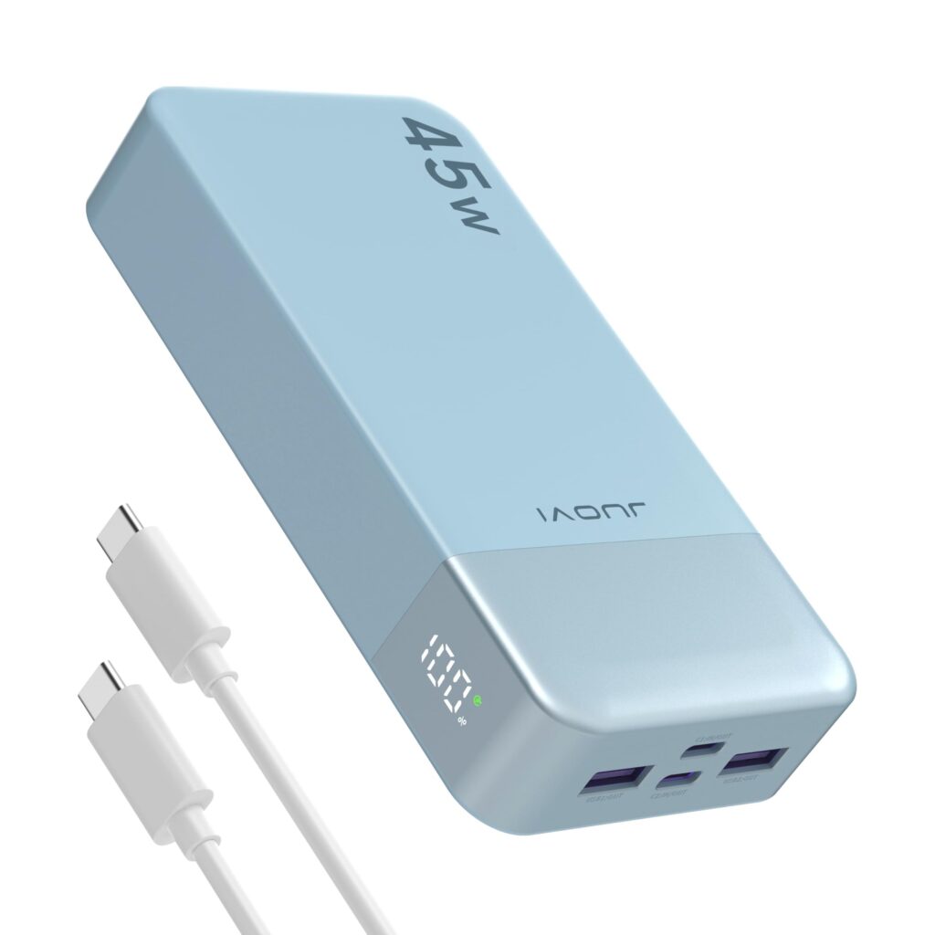 JUOVI Power Bank 20000mAh 45W Caricatore Portatile PD USB C QC USB A | Ricarica Rapida con 4 Porte USB (2C 2A) Display LED Batteria Esterna per iPad Tablet Switch iPhone Samsung