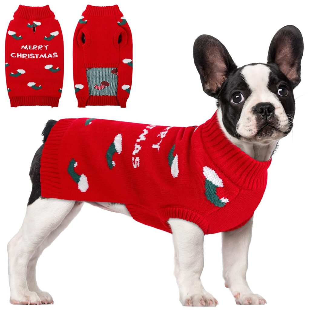 CITÉTOILE Maglioncino Natalizio per Cani, Maglione natalizio con motivo calzino per cani, Maglione Lavorato a Maglia Caldo e Morbido, Abbigliamento invernale per cani di piccola e…