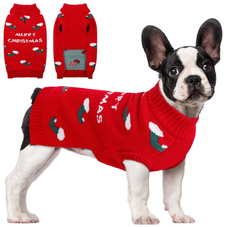 CITÉTOILE Maglioncino Natalizio per Cani, Maglione natalizio con motivo calzino per cani, Maglione Lavorato a Maglia Caldo e Morbido, Abbigliamento invernale per cani di piccola e…
