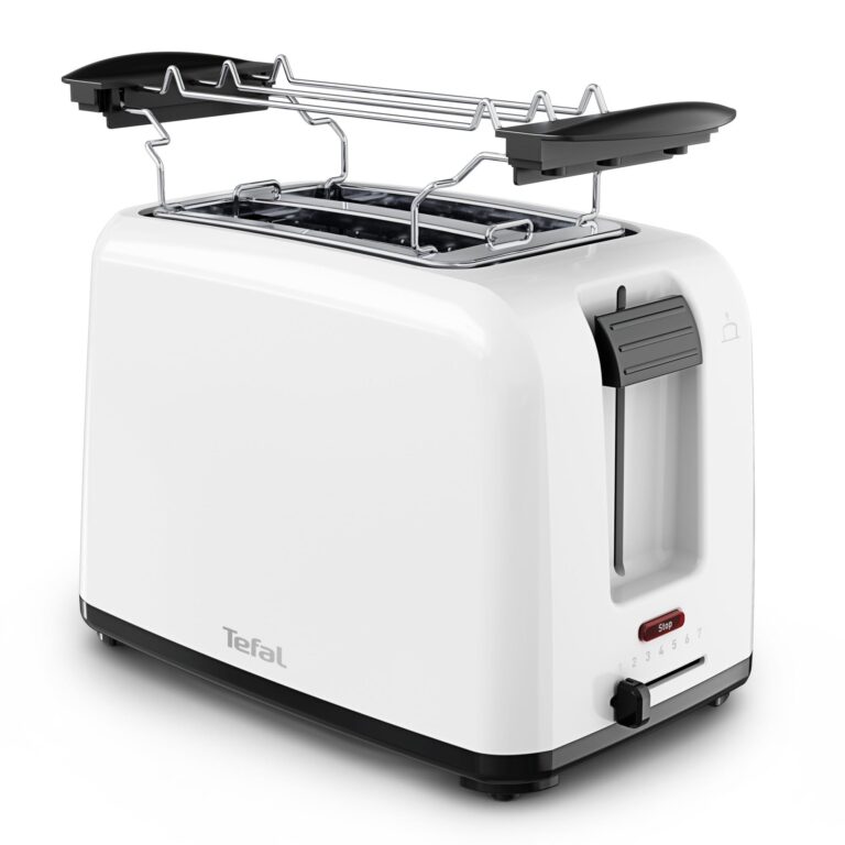 Tefal Vita, Tostapane 2 Fette Con Scaldapanini, Leva Extra Alta, 7 Livelli Di Doratura, Fessure Extra Larghe, Bianco, TT1A21E0