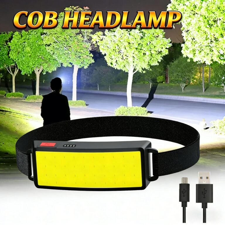 Lampada frontale portatile a LED COB, faro ricaricabile tramite USB, impermeabile IPX4 1000LM per campeggio, pesca, arrampicata, escursionismo, torcia frontale