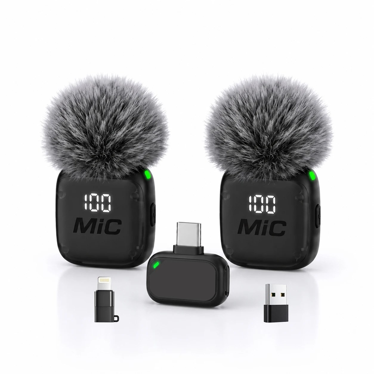 Microfono Wireless Clip-On Mini, Riduzione Intelligente del Rumore, Lunga Durata della Batteria, Perfetto per Streaming Live, Podcast e Vlog.
