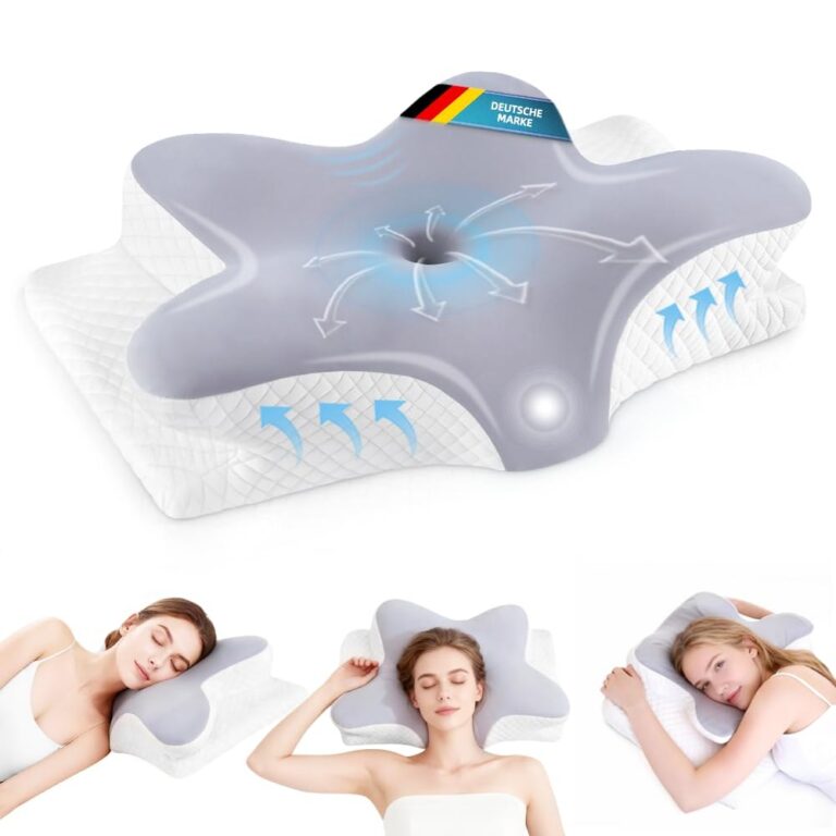 Cuscino Memory Foam Ergonomico, 2 Altezze Cuscino Memory Foam per Dormire | Cuscino Ergonomico in Schiuma per Dormitori Laterali, 62x41x13/11 cm, Grigio