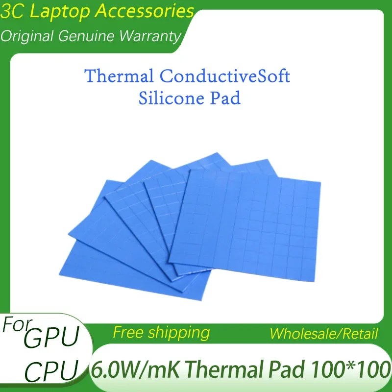 6.0 W/mK Pad Termico 100*100 Per GPU CPU Dissipatore di Calore di Raffreddamento Pad In Silicone Conduttivo Ventola Del PC Dissipatore di Calore cuscinetti termici di alta qualità