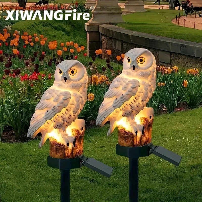 Statua di Gufo Solare con Luce LED, Decorazione da Giardino Impermeabile per Esterni, Luce Solare a Forma di Gufo
