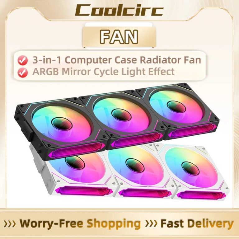 COOLCIRC Ventola per telaio con giuntura a filo libera Ciclo a specchio ARGB Dispositivo di raffreddamento della CPU 120mm 4Pin PWM Ventola di raffreddamento ad acqua per telaio a…