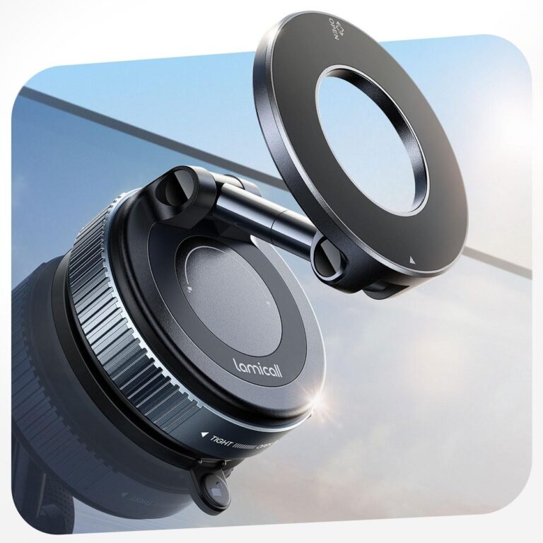 Lamicall Supporto Telefono Auto per MagSafe, [Ventosa Sottovuoto & 24X N55] | 360° Rotazione, Portacellulare Auto per Cruscotto/Parabrezza, Supporto Magnetico per iPhone 18 17 16…