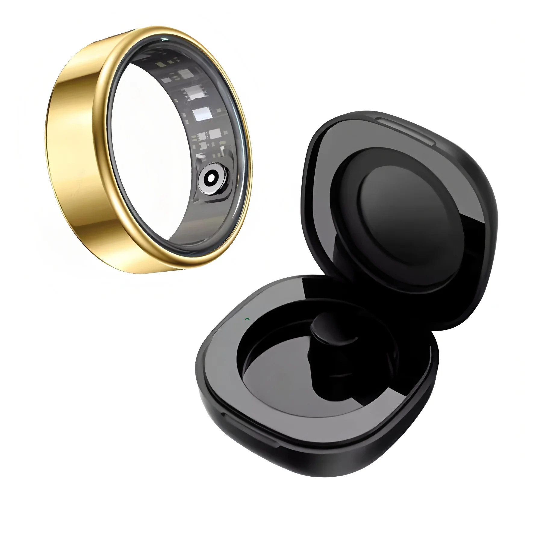 R09 Smart Ring Uomo Donna con custodia di ricarica, frequenza cardiaca, ossigeno nel sangue, monitor della temperatura della pelle, impermeabile 5ATM per Android iOS