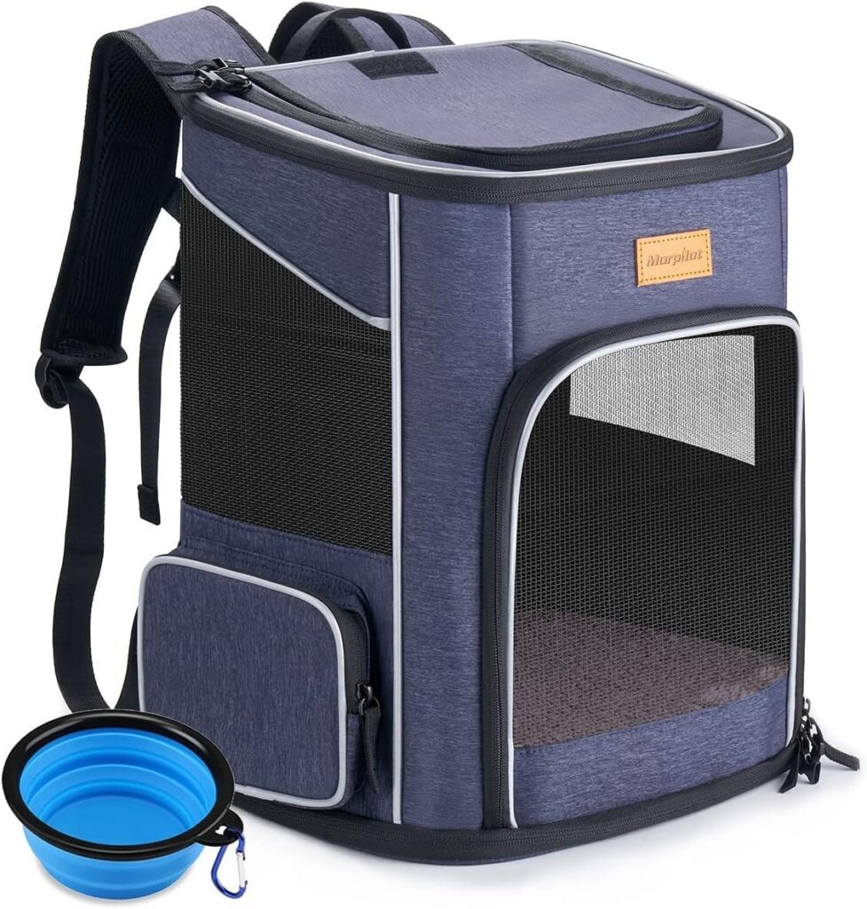 Morpilot Zaino per Cani e Gatti 7kg, Trasportino per Cani Taglia Piccola con Cinturino di Sicurezza Interno, Zaino Gatto per Viaggo e Campeggio Portatile Zaino Cane