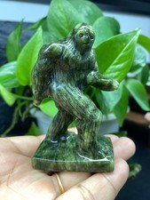 3'' Giada Verde Naturale Sasquatch Teschio Intagliato Quarzo Cristallo Reiki Guarigione 1pz