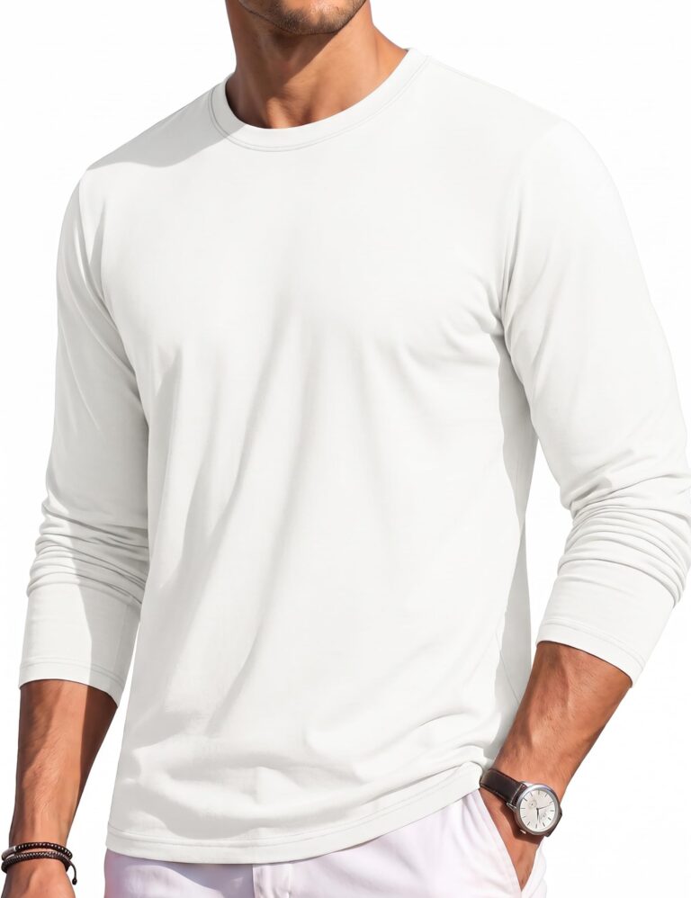 TACVASEN Maglia Uomo Manica Lunga Cotone Girocollo Casual Versatile | Stile Minimal Senza Stampe, Cuciture Piatte Resistenti, Uso Quotidiano