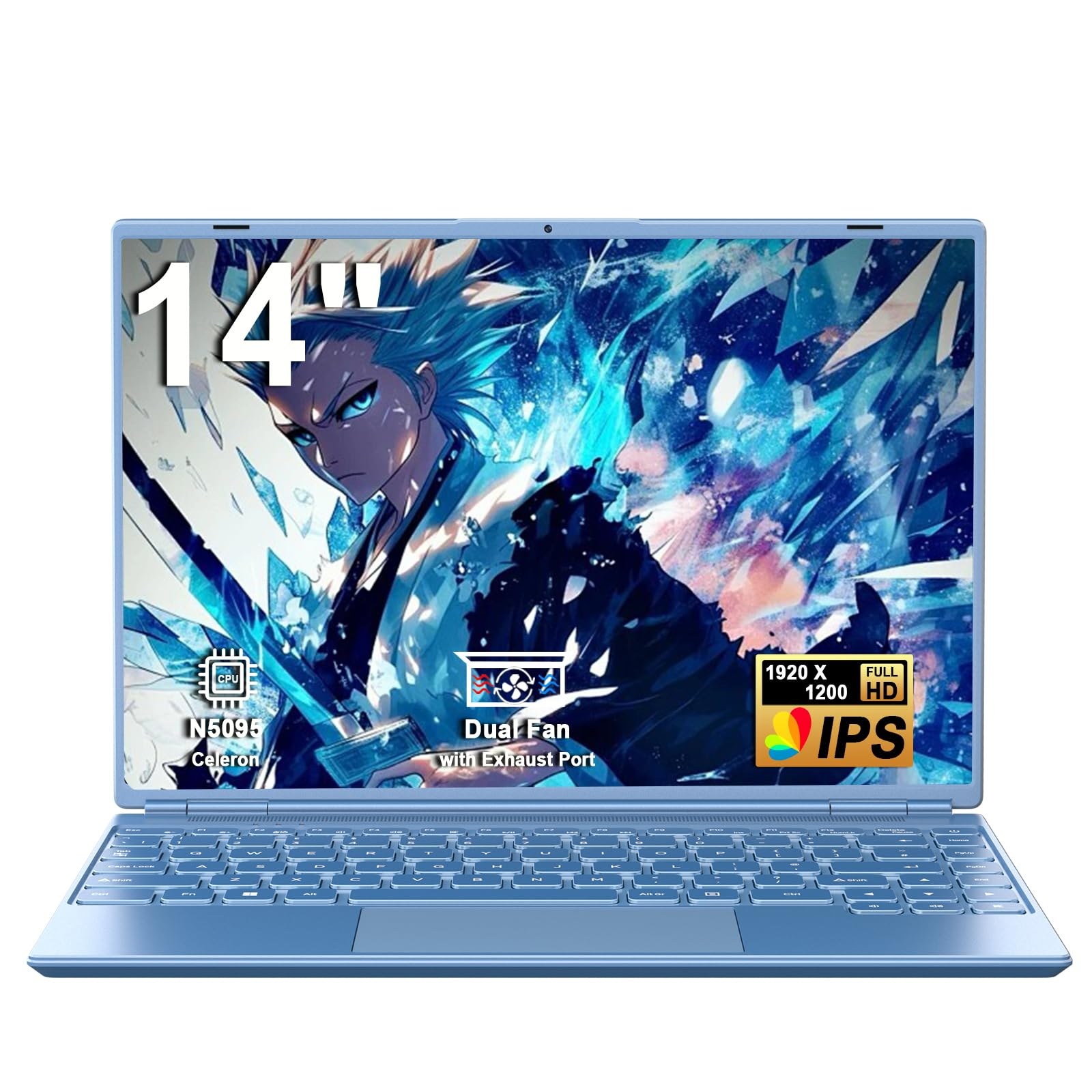 NOTODD PC Portatile Computer Portatile Notebook 14 Pollici Blu | 8GB RAM 256GB SSD TF 1TB LPDDR4 1920*1200 Laptop USB 3.0 Type-C Mini HDMI Widevine L1 Con il Topo Tastiera Film It…