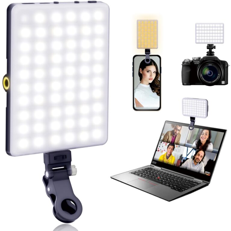 Luce per selfie a 60 LED, 3 modalità di illuminazione, clip ricaricabile su telefono/laptop/fotocamera e CRI 97+ per laptop/telefono, fotocamera iPhone, videoconferenza, Youtube,…