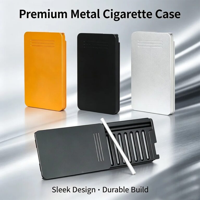 Contenitore in Metallo per Tabacco con Coperchio in Alluminio, Formato Tascabile Portatile con Confezione Regalo