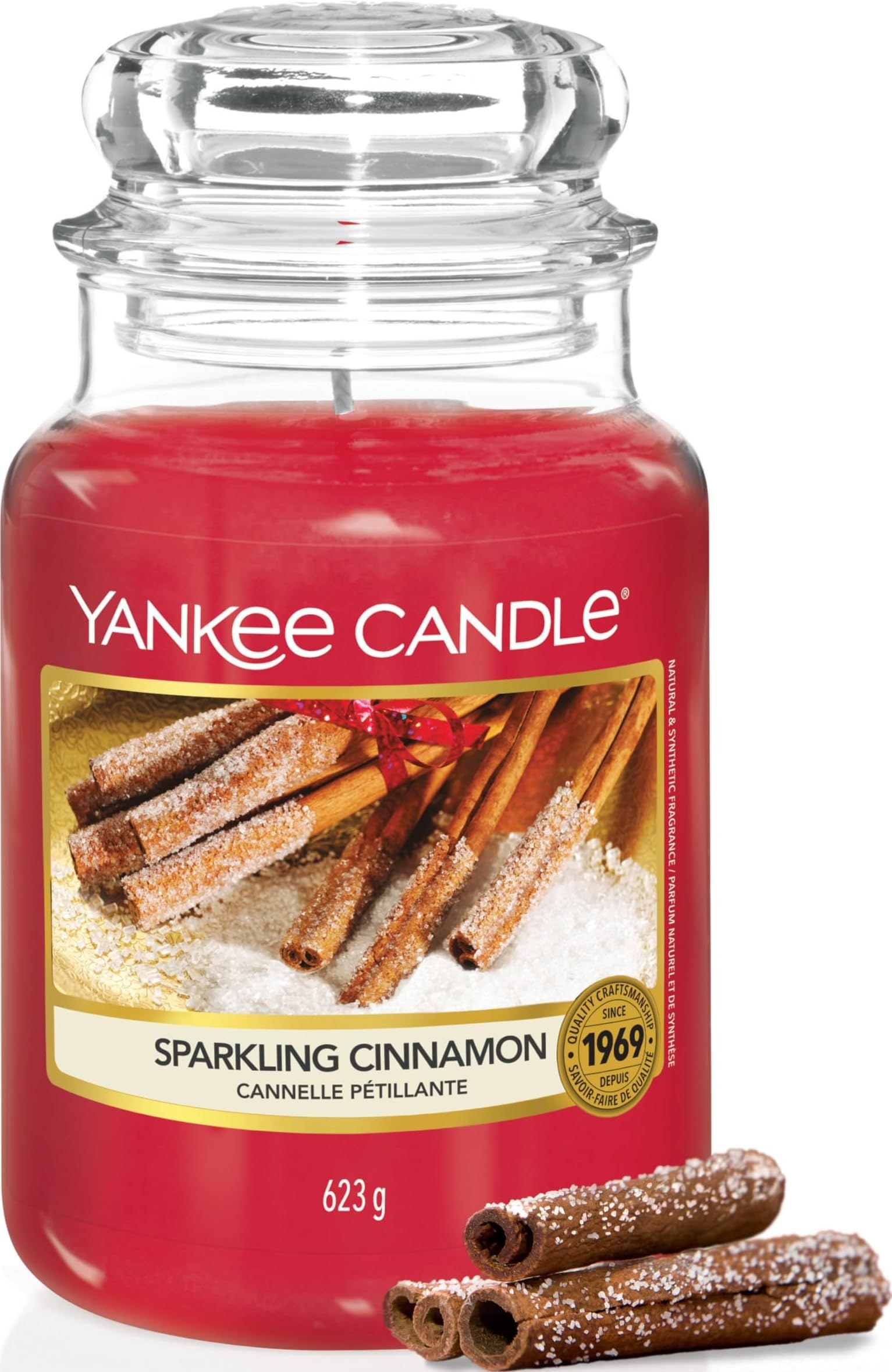 Yankee Candle Candela profumata in giara grande | Cannella Vivace | Durata Fino a 150 Ore