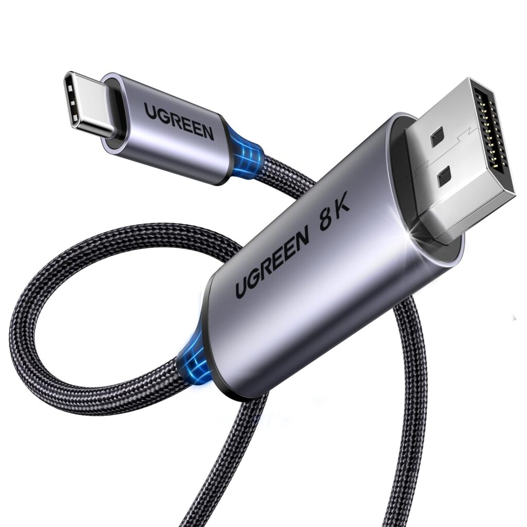 UGREEN 2M Cavo USB C DisplayPort Bidirezionale 8K 60Hz 4K 240Hz 32.4Gbps | Adattatore DP Tipo C DP1.4 Compatibile con iPhone 18 Pro Max iPhone 17 Pro Max Air Mac mini M4 Pro MacBo…